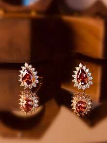 BALMORA 2 Pieces Of Vintage Elegant S925 Sterling Silver Water Droplet Zirconia Earrings For Women To Friend As A Party Or Birthday Gift