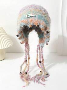 女士手工针织可爱猫耳毛绒帽，秋冬新款朋克甜美Y2K俏皮柔软针织帽，时尚百搭 - 針織帽 - 查看 10