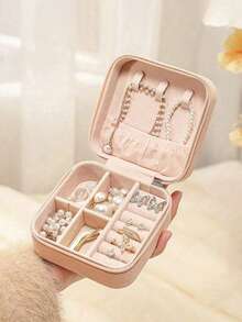 1pc Travel Accessory Box, Portable Waterproof Jewelry Box, Exquisite Jewelry Box, Small And Compact Travel Jewelry Box, Storage Box, Rings, Earrings, Necklaces, Suitable For Daily Jewelry Storage Or Travel Accessories, Summer Storage Organizer Gift For Women And Girls For Women Storage Organizer Travel Essentials Back To School Dormitory Storage