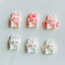 10/30/50pcs Cute Pink Mini Cartoon Rabbit Resin Decorations, For DIY Nail Art, Scrapbooking, Jewelry Making And Home Decor Crafts - Ideal For Christmas, Halloween, Easter, Thanksgiving, Valentine's Day - Cartoon Rabbit - View 6