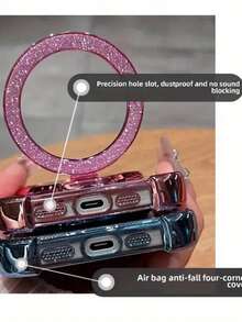 Sequins 1pc Minimalist Bracket Phone Case, Space Case, Anti-Fall/TPU Silicone Soft Edge High-End Protective Case With Dust-Proof Holes, Thick Edges, Luxury Phone Case Compatible With Samsung Galaxy S24 Ultra/S24 Plus/S24/S23 Ultra/S23 Plus/S23/S22 Ultra/S22 Plus/S22/S21 Ultra/S21 Plus/S21 FE/S23 FE/S20 Ultra/S20 Plus/S20 FE And Bracket Electroplating + TPU Silicone Soft Edge Full Coverage Women/Men High-End Protective Case For OPPO A5x/C12345678/987654321 And OPPO A12345678987654321 - Silver - View 4