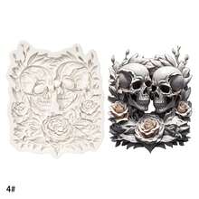 1pc Heart Shaped Flower, Skull Girl, Skull Flower Silicone Mold, For Handmade Resin Crafts - Light Grey - View 6