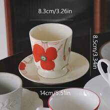 240ml Retro Ceramic Cup, High-Quality New Design Stylish Mug For Coffee, Water, Tea, Great Gift For Women, Afternoon Tea
