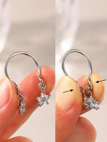 2PCS Non-Piercing Clip On Nipple Rings, Adjustable Dangling CZ Breast Jewelry For Women Stainless Steel Faux Piercing Jewelry