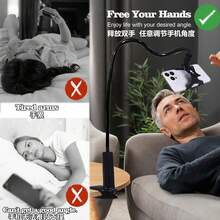 1 件升级加厚长臂柔性鹅颈手机支架夹带手柄，床边懒人手机支架，桌面手机支架 - 黑色 - 查看 8