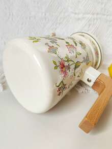 1pc 1.2L Enamel Coffee Pot, Floral Pattern Stovetop Teapot, Suitable For Gas & Electric Stove, Home & Outdoor Coffee/Tea Maker, Suitable For Household, Restaurant, Gatherings, Parties, All Seasons