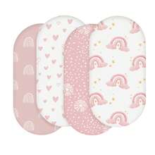 Juego de 4 piezas de ropa de cama para cuna de bebé, unisex para recién nacidos, suave y transpirable con lindos patrones de animales - Multicolor - Ver 1