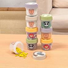 透明塑料迷你药盒，旅行便携式药丸分配器带手柄药盒，密封防潮药盒，多功能药丸收纳盒 - 彩色 - 查看 3