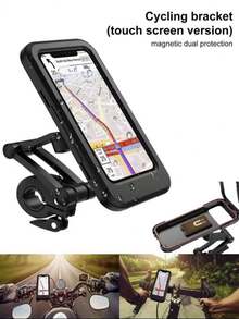 360° Bicycle Motorcycle Phone Holder Bag, Waterproof Dustproof Durable ABS Handlebar Mount Bracket, Suitable For Bicycle & Motorcycle Accessories - Multicolor - View 3