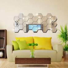 10pcs Hexagon Acrylic 3D Mirror Wall Stickers Self-Adhesive For Living Room Bedroom Decor Wall Decor Home Decor