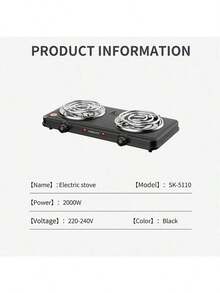 SOKANY SOKANY Electric Stove, Electromagnetic Stove Table, Portable Cooking Electric Heating Plate, Dual Stove Design, 2000W High Power, 5-Speed Temperature Control, Stainless Steel Surface, Heating Indicator Light, Built-In Temperature Control, Overheating Protection.Suitable For All Cookware, Very Suitable For RV/Family/Camping/Apartment/Laboratory