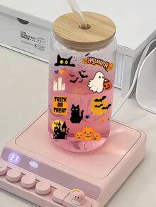 1 szt. wielokrotnego użytku kubek ze słomką do kawy, napojów gazowanych i napojów mrożonych – najlepszy wybór na prezent na Halloween