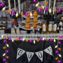 20 luces LED de cadena de Halloween (calabaza y murciélago) - Resistente al agua para interiores/exteriores, 8 modos con control remoto y temporizador, caja de baterías (baterías no incluidas) para ambiente festivo