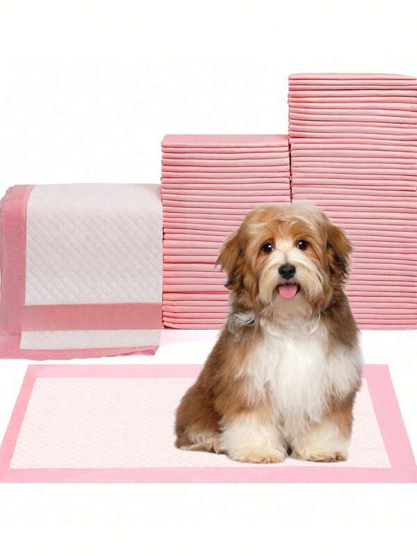 100 piezas Almohadilla de orina rosa para mascotas, súper absorción de agua reforzada, adecuada para la protección de la higiene de las mascotas, almohadilla de orina desechable para entrenar a las mascotas a ir al baño, eliminar el olor del hogar y mantener la higiene del hogar, es el mejor regalo de limpieza para mascotas, suministros para mascotas, almohadilla de orina desechable para mascotas