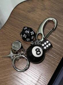 8pcs Dice Pendant Keychain, Handmade DIY Hanging Decor, Vintage Style Keychain, Suitable For Gifts, Bags, Keys, Car Accessories Christmas