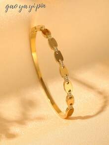 18K Gold Plated Stainless Steel Cuff Bracelet With Flower & Heart Design - Elegant Style Women's Gold Bracelet, No Mosaic, Party & Holiday Accessory, Suitable For All Seasons - Gift For Valentine's Day, Mother's Day, Halloween, Christmas