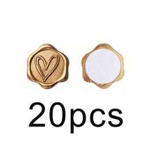 10/20/30/50/100 Pcs Heart/You're Invited/Rosemary/Wreath/Bow Pattern Self-Adhesive Wax Seal Stickers For Gifts Wedding Invitation Envelope Sealing - Brown - View 9