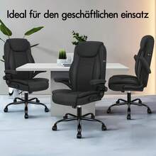 ALFORDSON Massage Office Chair, Computer Chair, Faux Leather Desk Chair, 150 Kg Load Capacity, 90-135° Backrest, Height-Adjustable Ergonomic PC Chair, Black - Dark Gray - View 10