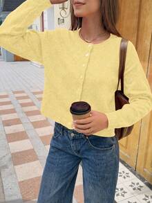 Áo khoác cardigan nữ thanh lịch tối giản, giản dị, xuân/hè - lòng đỏ - Xem 2