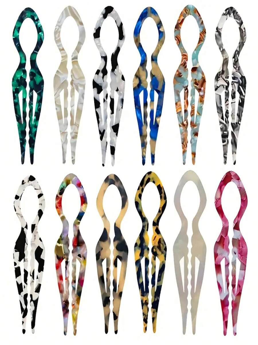 Pince à cheveux en acétate français - Design à dents antidérapantes, pince à cheveux rétro élégante, convient pour le chignon, la queue de cheval, les coiffures de soirée et décontractées - Accessoire capillaire antidérapant essentiel pour les fêtes et les mariages, pince à cheveux , cadeau d'accessoire capillaire raffiné, épingles de coiffure - Multicolore - Voir 1