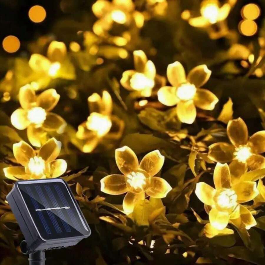 20 LED، 50 LED، 100 LED، أضواء سلسلة أزهار الكرز الشمسية عبر الحدود، أضواء أزهار الكرز الشمسية للحديقة الخارجية، أضواء ديكورية لإضفاء جو الاحتفال