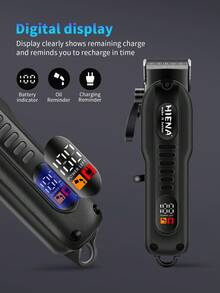 HIENA Professional Men's Hair Clipper And Shaver Set, 5-Piece/3 PiecesSingle Unit Optional, USB Rechargeable Cordless Hair Clipper With LED Display, Lithium Battery, Mini Body, Multiple Accessories, Suitable For Beginner Barbers And Home Use, Exquisite Gift Box Packaging, Create Your Own Men's Hair Clipper Set - Black - View 6