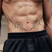 1 件临时纹身贴纸，持久 4-7 天草本纹身贴纸，哥特式恶魔刀锋图案假纹身，万圣节适用，简约防水防汗，适合男士 - 黑色 - 查看 4