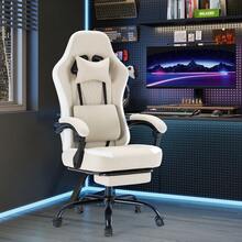 Sweetcrispy Computer Gaming Chair - High Back Ergonomic Desk Chair With Footrest And Lumbar Support, Height Adjustable Task Chair With Linkage Armrests And Headrest, 360° Swivel Wheels - Màu Khaki - Xem 1