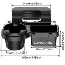 4-In-1 Car Door Storage Box, With Phone Holder, Cup Holder And Storage Space - Heavy-Duty ABS Multi-Functional Car Storage Box, With 2 Hooks, Space-Saving Door/Center Console Installation - Suitable For All Vehicles (Cars, SUVs, Trucks) - Can Hold Mobile Phones, Cups, Keys, Bottles - Car Interior Storage Box, Vehicle Organization Compact Design, Durable Structure, SUV Driver - Black - View 5