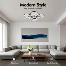 Modern Ceiling Light 8Heads Dimmable Chandelier LED Pendant Lamp Fixture +Remote - Đen và trắng - Xem 8