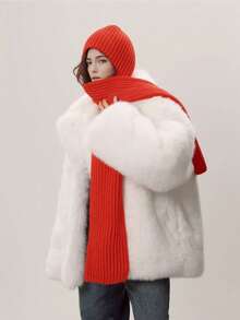 1 szt. Damski, jednokolorowy, swobodny, dzianinowy szalik z kapturem, miękki i wszechstronny, odpowiedni na wyjścia, do codziennych dojazdów, jesień/zima