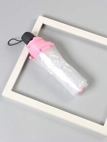 1pc 8-Rib Thickened Pvc Transparent Folding Umbrella, Outdoor Photoshoot Travel Three-Fold Umbrella For School,Office,Household,Travel,Spring Summer Picks,Brides Maid Gifts,Room,Bedroom Deccor,Bedroom Deccor,Beach,Travel,For Men,For Women,Vacation - Multicolor - View 10