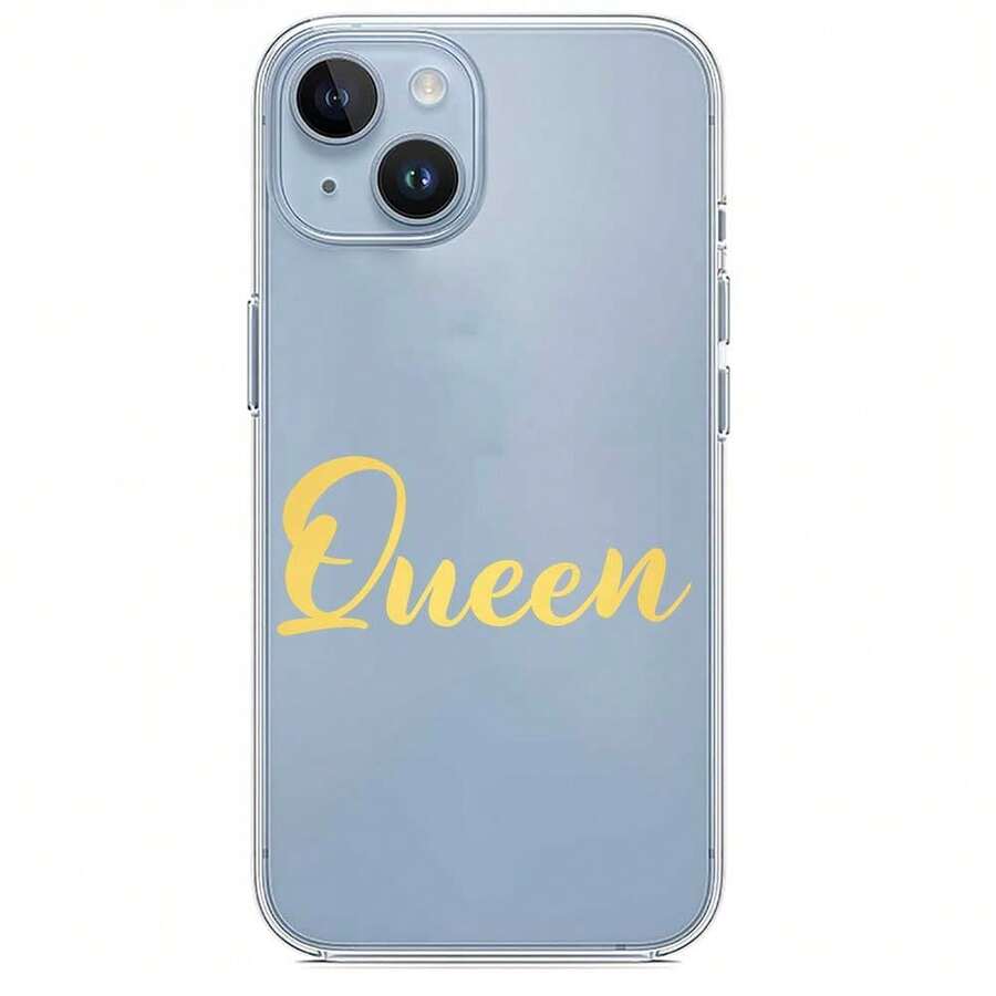 Letrero de neón "Queen" sobre fondo degradado amarillo para funda de teléfono - transparente - Ver 1