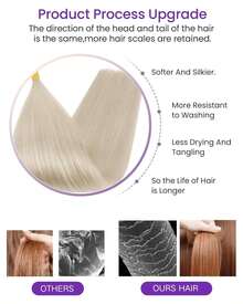 10-24inch I Tip Hair Extensions Human Hair Platinum Blonde 30g 50S Itip Extensions Human Hair Add Length I Tip Hair Extensions Pre Bonded Extensions Remy Hair For Daily Use Remy Hair For Women Cold Fusion(60#, Halloween,Cosplay Use) - S60 - 查看 2