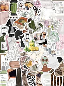 50张复古干净女孩贴纸唯美涂鸦贴花DIY剪贴簿手机笔记本电脑行李冰箱滑板装饰贴纸 - I - 查看 3