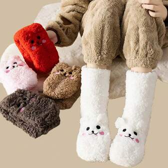 Thermal Lined Slipper Socks, Coral Plush Floor Socks, Winter Warm Sleeping Socks, Carpet Socks, Plush Socks