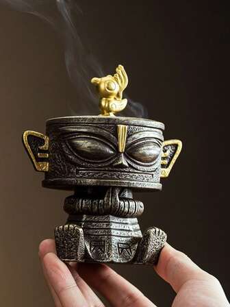 1pc Sanxingdui Creative Wealth Incense Burner, Hollow Aroma Diffuser Decor For Indoor Use