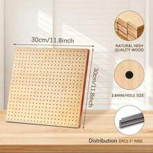 1 件 DIY 手工钩针阻挡板，带 8 个针/钉子，羊毛编织垫竹羊毛编织板方形钩针编织网格板，竹钩针配件礼物，适合钩针编织者