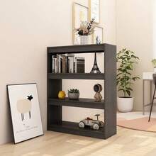 Libreria/divisorio per ambienti Larryhot Grigio 100x30x103 cm Pino massiccio, robusto e durevole, facile da montare, stile decorativo, adatto per riporre soprammobili, statuette, libri, piccoli oggetti, ecc. - Grigio - Visualizzare 4