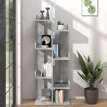 Libreria Larryhot Grigio Cemento 48x25,5x140 cm Legno ingegnerizzato, resistente e durevole, facile da montare, stile decorativo, adattA, Per riporre soprammobili, statuette, libri, piccoli oggetti, ecc. - Grigio - Visualizzare 1