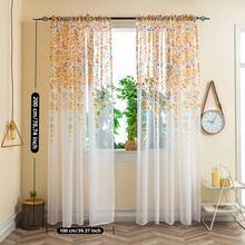 Weeping Flower Sheer Window Curtain Panels - Pair, Header Included, Farmhouse Decor, Floral Curtains For Living Room, Bedroom & Dining Room,39.37*78.74in - 綠色 - 查看 8
