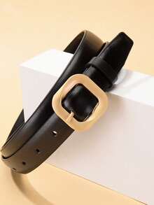 1/2pcs New Women's Belt Simple Square Hollow Needle Buckle Design Belt Women's Fashion Commuter Pants Belt With Jeans Dress