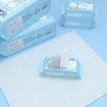 8片装创意卡通熊图案湿巾，居家旅行便携湿纸巾 - 霧霾藍 - 查看 9