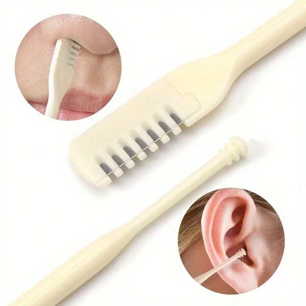 Recortador y limpiador de pelo nasal de doble cabezal giratorio a 360° - Herramienta removedora de pelo nasal de acero inoxidable con cerdas suaves, arreglo indoloro