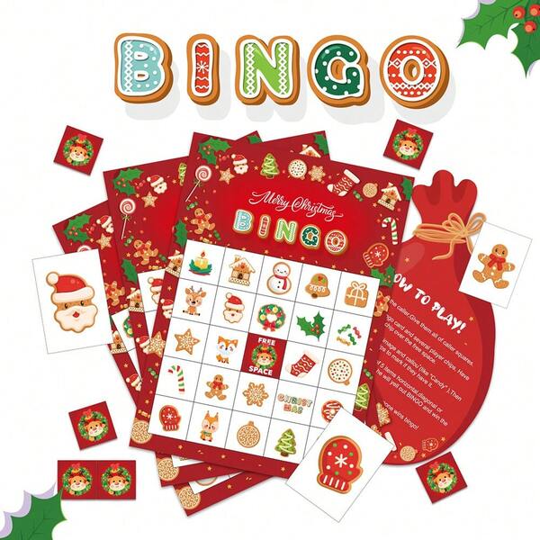 Bingo Game Cards – The Exclusive Atmosphere Maker For Family Gatherings, Friends' Hangouts & Christmas Game Nights – It's Not Just A Game Prop, But Also A Small Christmas Decoration, Filling The Night With Laughter And Joy!