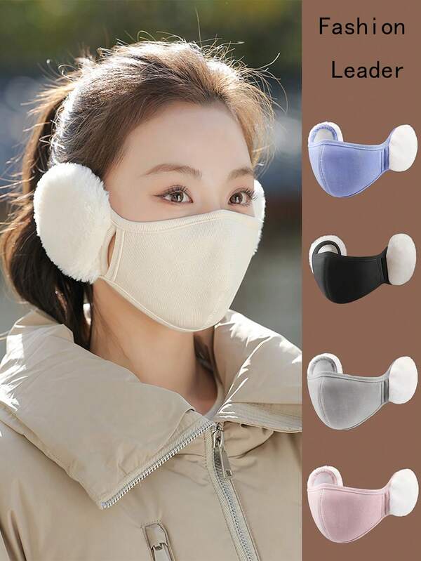 Warme, windabweisende Damen Gesichtsmaske mit Ohrenschutz, modische Outdoor-Radfahrmaske für Herbst/Winter