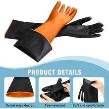 Guantes de látex resistentes a productos químicos, de goma PPE, protección industrial de seguridad, guantes largos, guantes negros de 22 pulgadas, resistentes a ácidos fuertes, alcalinos y aceites. - 1 - Ver 8