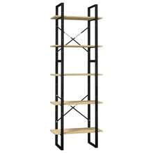 Libreria Larryhot a 5 ripiani 60x30x175 cm Legno di pino, resistente e durevole, facile da montare, stile decorativo, adattA, Per riporre soprammobili, statuette, libri, piccoli oggetti, ecc. - Castano - Visualizzare 2