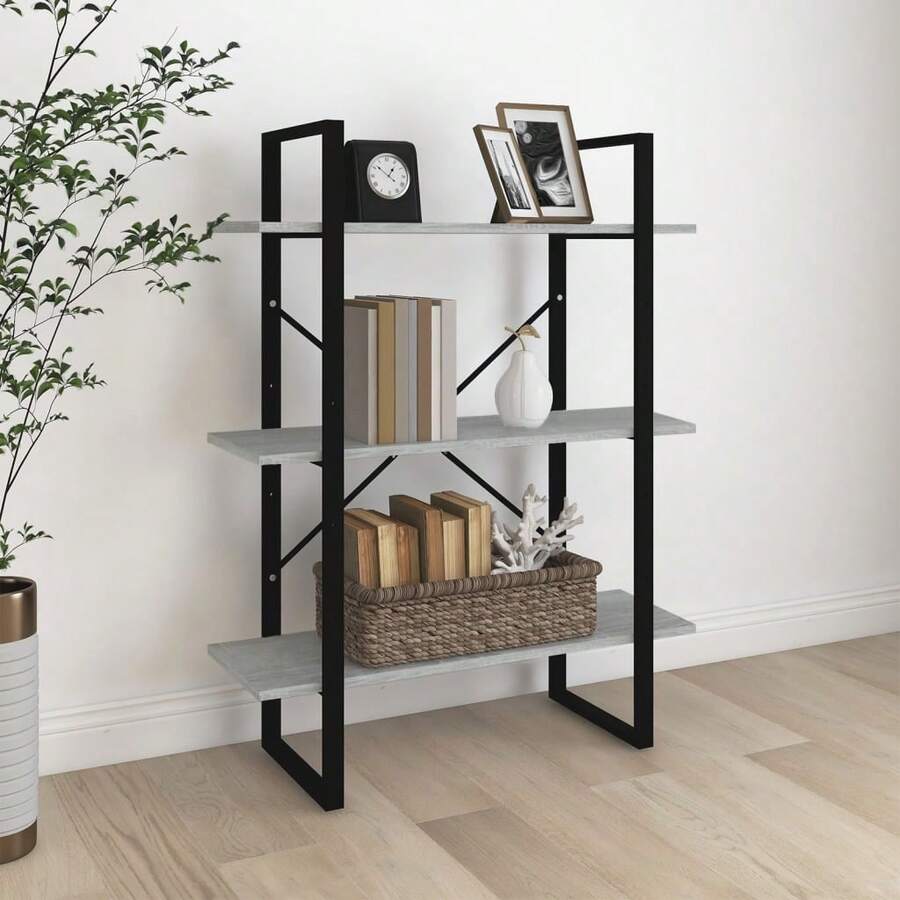 Libreria Larryhot Sonoma grigia 80x30x105 cm Legno ingegnerizzato, resistente e durevole, facile da montare, stile decorativo, adattA, Per riporre soprammobili, statuette, libri, piccoli oggetti, ecc. - Grigio - Visualizzare 1