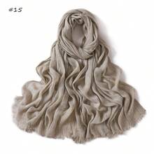 1pc New Fashionable Casual Soft Comfortable Breathable UV Protection Warm Scarf, Suitable For Daily Wear, Festivals And Celebrations, Autumn/Winter, 100% Cotton Material, Hand-Dyed, Solid Color Hijab Scarf For Women - Multicolor - View 15